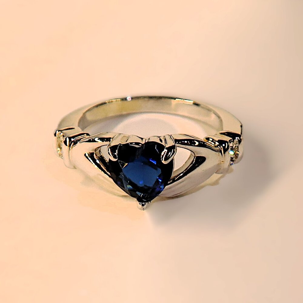 Tell the Surgeon Not to Drop It Silver Tone Ring Hands Holding My Blue Heart - Picture 3 of 9